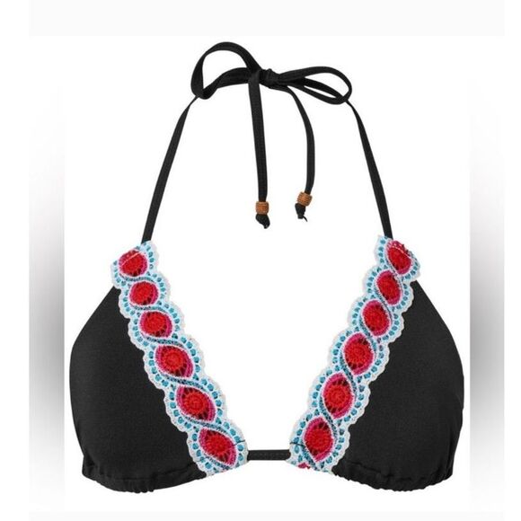 Venus Black Embroidered Triangle Bikini Set - Picture 3 of 9